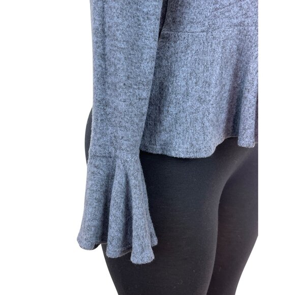 Aqua Womens Blue Peplum Long Sleeve Top With Bell Sleeves Sz S - New - Picture 4 of 7